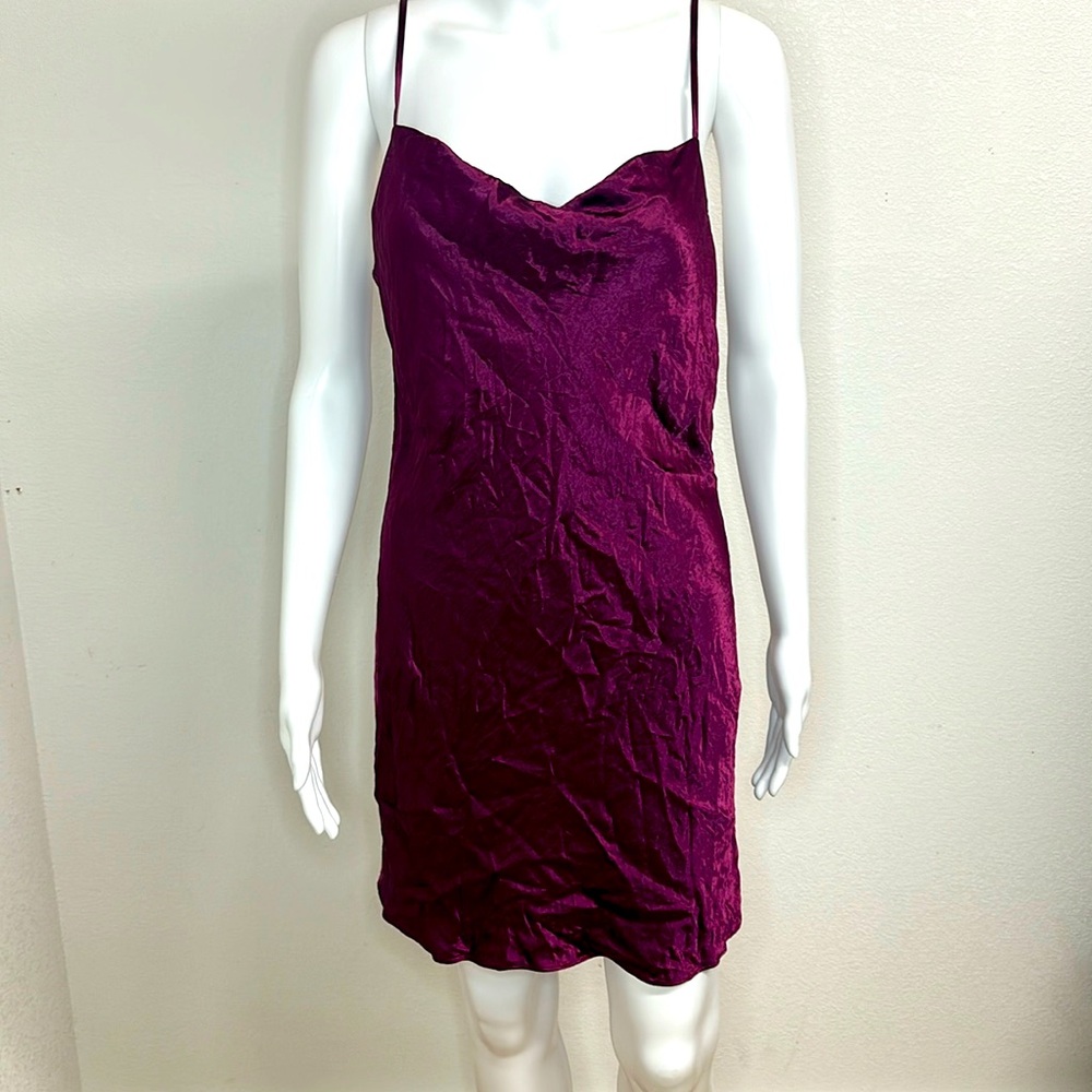 Babaton Silk Maroon Slip Dress Small